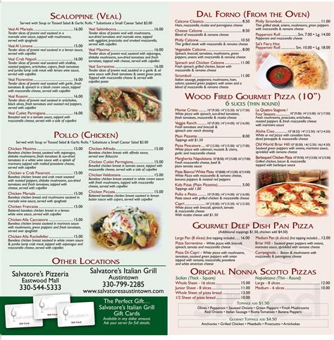 salvatores howland|Menu for Salvatores Italian Grill in Warren, OH 